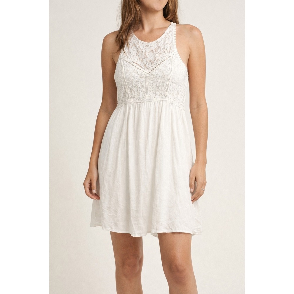 Abercrombie & Fitch White Lace Mini‎ Dress Sleeveless Open Back Size M
